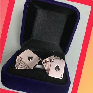 Men Stylish Silver Poker CuffLinks